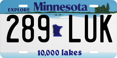 MN license plate 289LUK