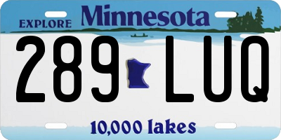 MN license plate 289LUQ