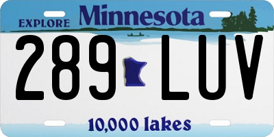 MN license plate 289LUV