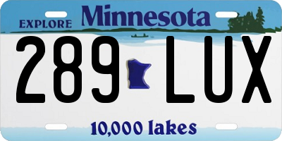 MN license plate 289LUX