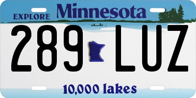 MN license plate 289LUZ