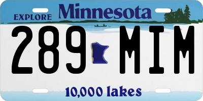 MN license plate 289MIM