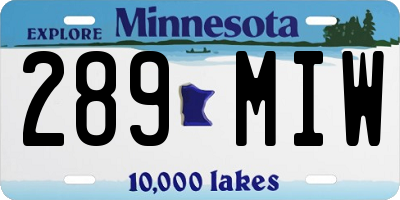 MN license plate 289MIW