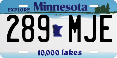 MN license plate 289MJE