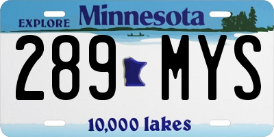 MN license plate 289MYS