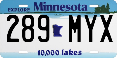 MN license plate 289MYX