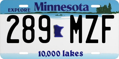 MN license plate 289MZF
