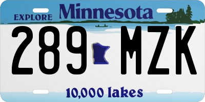 MN license plate 289MZK