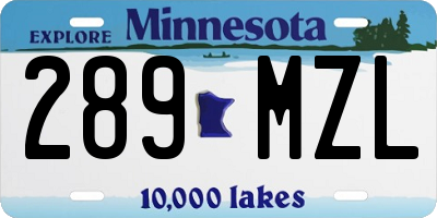 MN license plate 289MZL