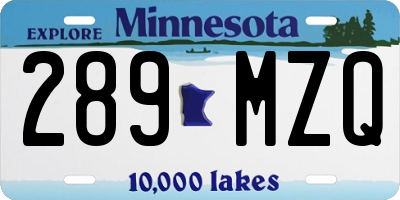 MN license plate 289MZQ