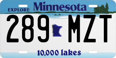 MN license plate 289MZT