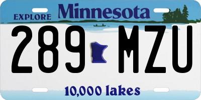 MN license plate 289MZU