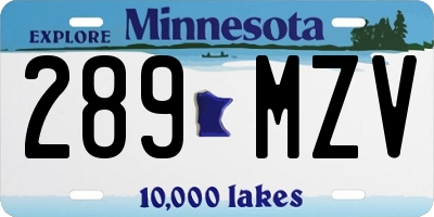 MN license plate 289MZV