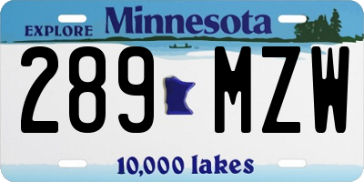 MN license plate 289MZW