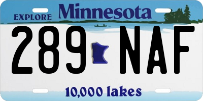 MN license plate 289NAF