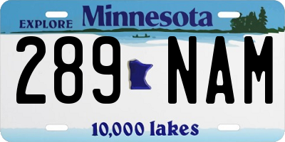 MN license plate 289NAM