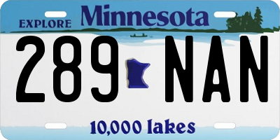 MN license plate 289NAN