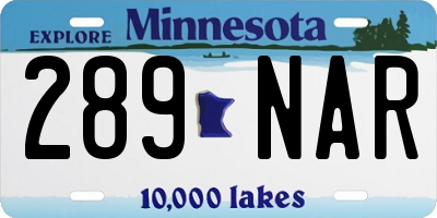 MN license plate 289NAR