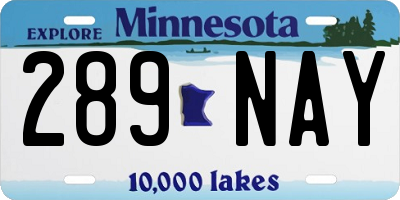 MN license plate 289NAY