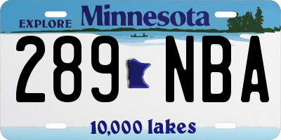 MN license plate 289NBA
