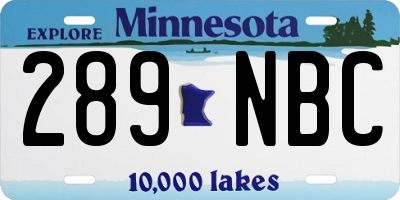 MN license plate 289NBC