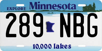 MN license plate 289NBG