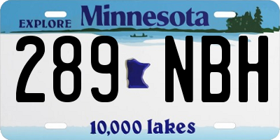 MN license plate 289NBH