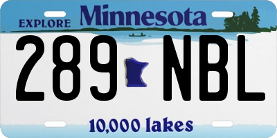 MN license plate 289NBL