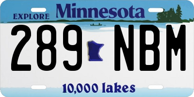 MN license plate 289NBM