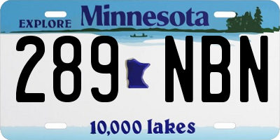 MN license plate 289NBN