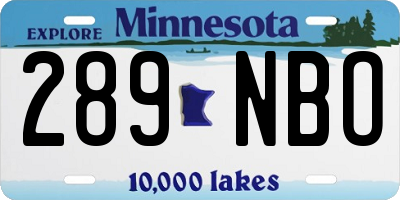 MN license plate 289NBO