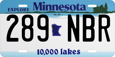 MN license plate 289NBR