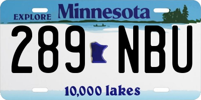 MN license plate 289NBU