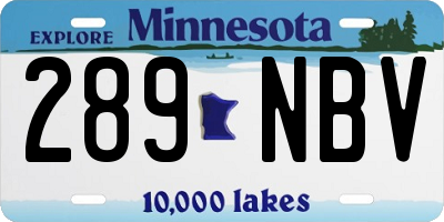 MN license plate 289NBV