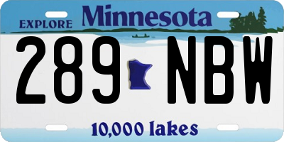 MN license plate 289NBW