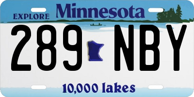 MN license plate 289NBY