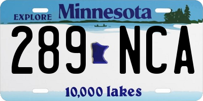 MN license plate 289NCA