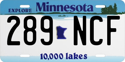 MN license plate 289NCF