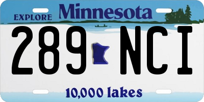 MN license plate 289NCI