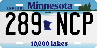 MN license plate 289NCP