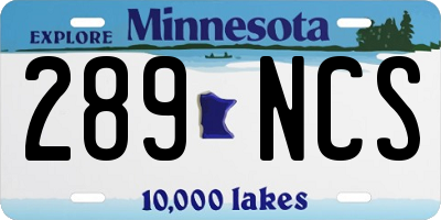 MN license plate 289NCS