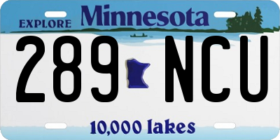 MN license plate 289NCU
