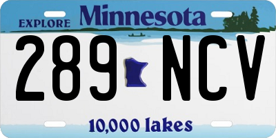 MN license plate 289NCV