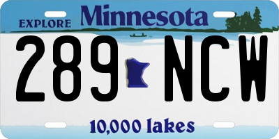 MN license plate 289NCW