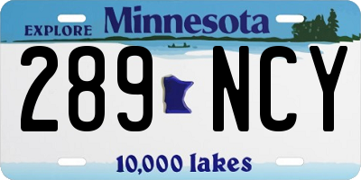 MN license plate 289NCY