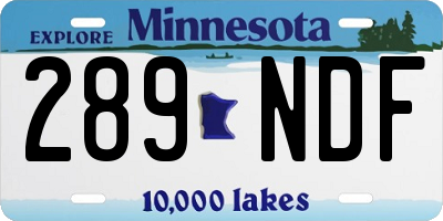MN license plate 289NDF