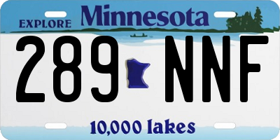 MN license plate 289NNF