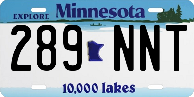 MN license plate 289NNT