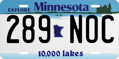 MN license plate 289NOC