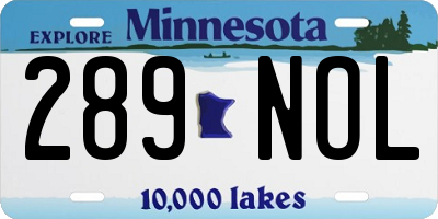 MN license plate 289NOL